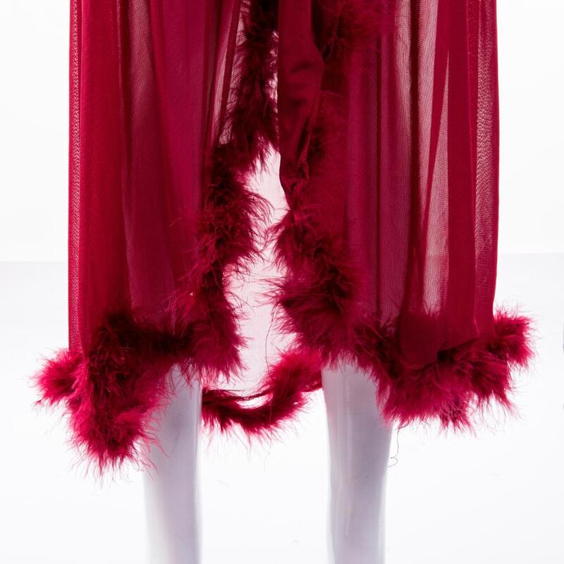 Женское кружевное сексуальное платье-пачка с длинными рукавами и оборками, женское белье, бандажная сетчатая одежда для сна, халат, вечерне...