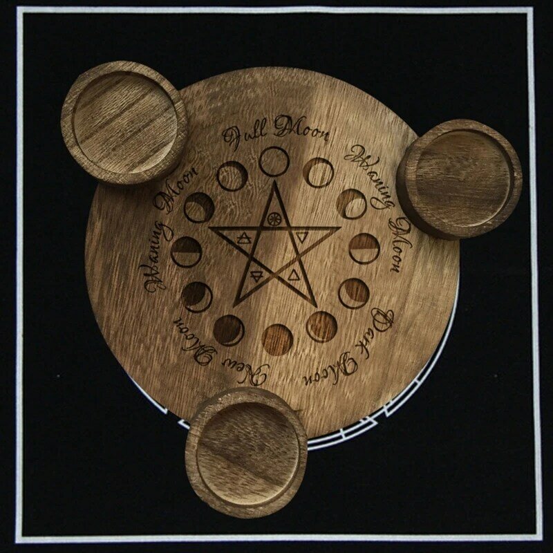 Portavelas de madera astrología Altar culo Placa de Altar Divination Magic candelero