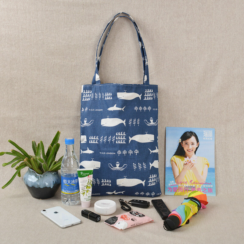 Cartoon Cute Dinosaur Printed Tote Linen Personality Girl Shoulder Bag Large Capacity Travel Storage Packs Women Shopping Bag