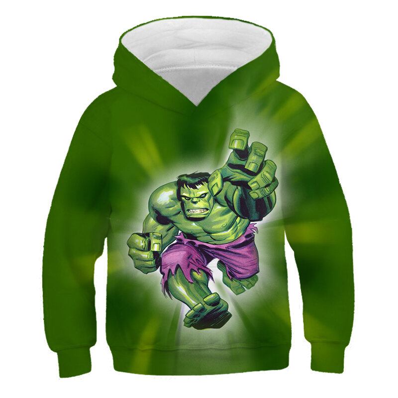 Felpa con cappuccio per bambini 3D Hulk-maglione allentato ragazza ragazzi vestiti per bambini top di cartone animato felpa con cappuccio allentata per bambini giacca di moda per bambini 4-14 anni