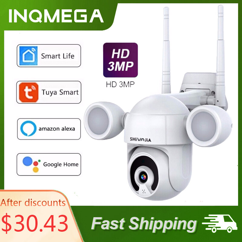 SECTEC Tuya 3MP Wifi IP Camera Outdoor 1080P Color IR Night Vision Home Security CCTV Smart Home Camera Security Protection