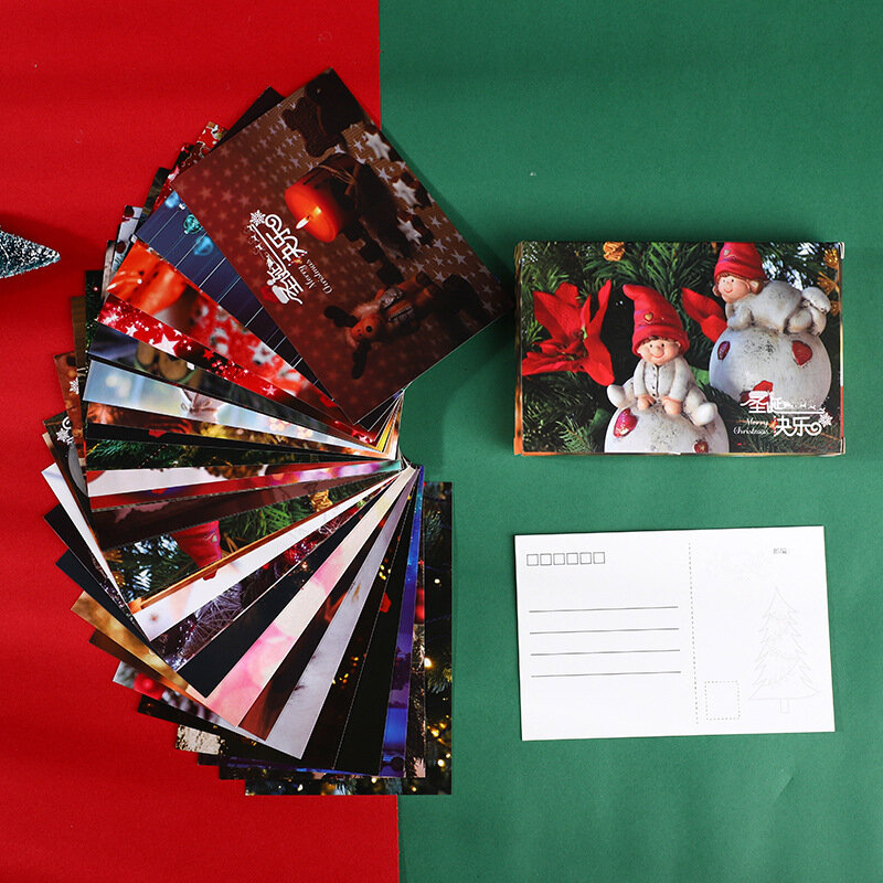 120Pcs Merry Christmasโปสการ์ดสำหรับSanta Christmas Presents Creativeเครื่องเขียนการเขียนการ์ดอวยพรของขวัญโปสการ์ดการ์ดปีใ...