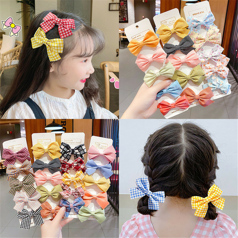 5 unidsset estrella de algodón impreso lazo pelo Clips para niños lindos pasadores para niñas de seguridad horquillas sombreros accesorios Headdres 