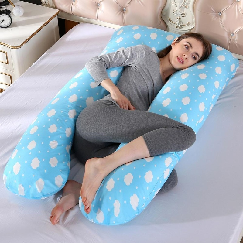 Oreiller de soutien au sommeil pour femmes enceintes, PW12, en coton, en forme de U, pour dormir sur le côté
