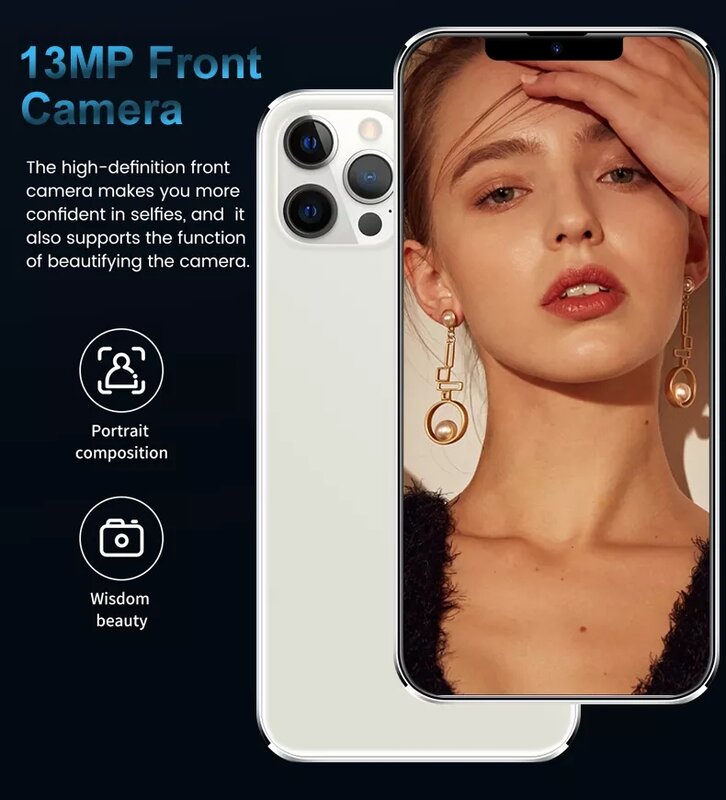 2021 Global Version Smartphone Hot Sale I12 Pro Max 12GB 512GB 7.2 Inch Snapdragon 888 Face ID Game CPU Mobile Phone 13MP 32MP