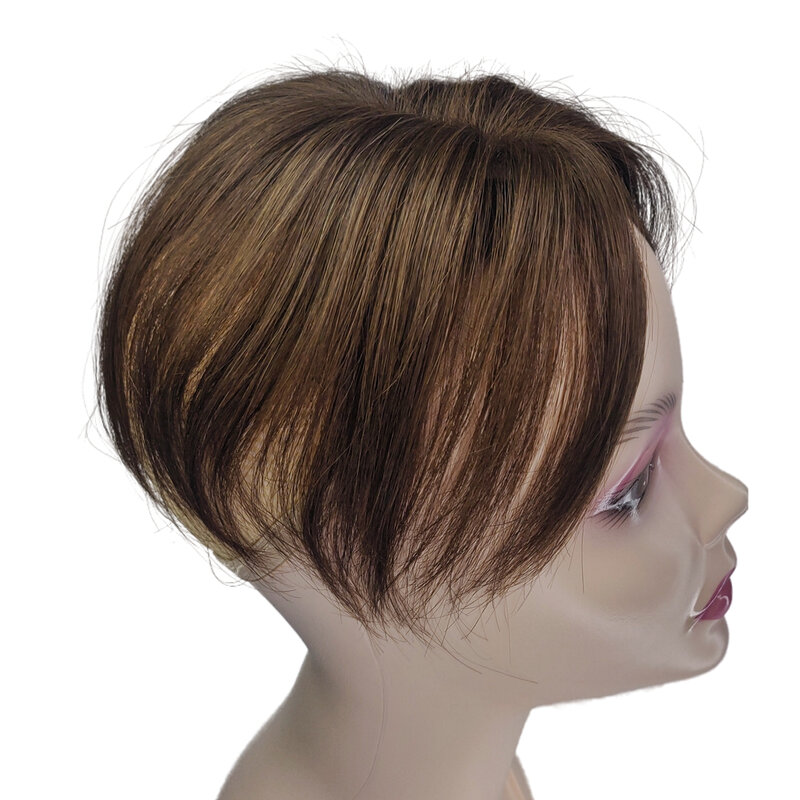 Auréola senhora brasileira 8x10cm extensões de cabelo humano grampo em hairpieces aumentar volume de cabelo curto toppers não remy máquina