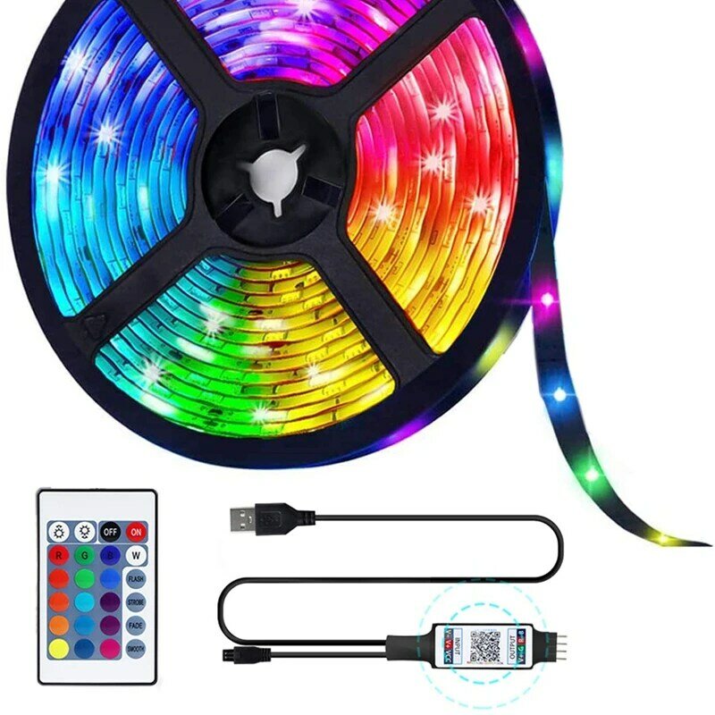 LED Strips Lights RGB 5050 Waterproof SMD DC 12V 5M 10M15M 20M Decoration String Diode Flexible Ribbon Adapter Plug+IR Contoller