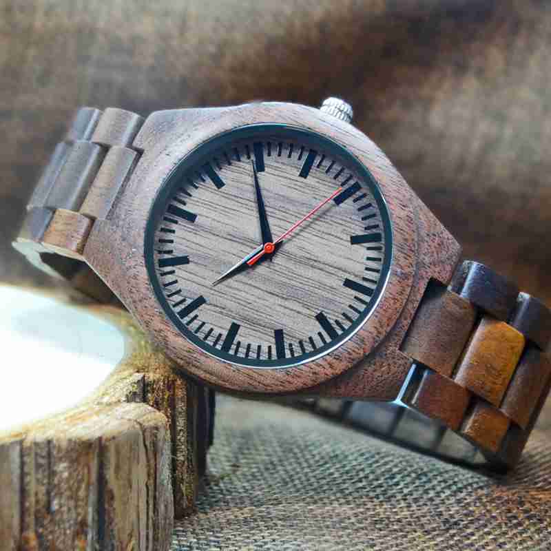 Reloj de madera de nogal personalizado para hombre, pulsera de estilo Simple, Natural, 2021