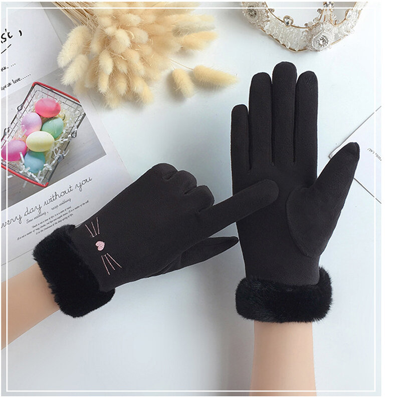 2021new Exquisite Mittens Women'S Winter Cold And Wind Resistant Warm Cashmere Gloves Women Outdoor Bicycle Cycling Gloves Girl