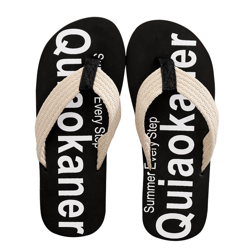 Sandal Pria Musim Panas Anti-selip Hitam Ukuran Besar Sandal Pria Sepatu Kain Renda Luar Ruangan Pantai Pria Flip-Flop Sepatu Fleksibel 2021 Laris