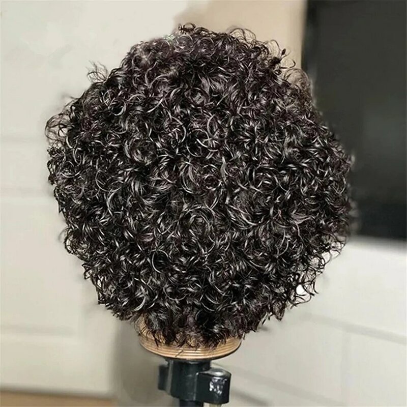 Peruvian Curly Human Hair Wigs for Women Pixie Cut Short Curly Side Part Lace Wigs Pre Plukced Braziilan Remy Hair Bob Wigs