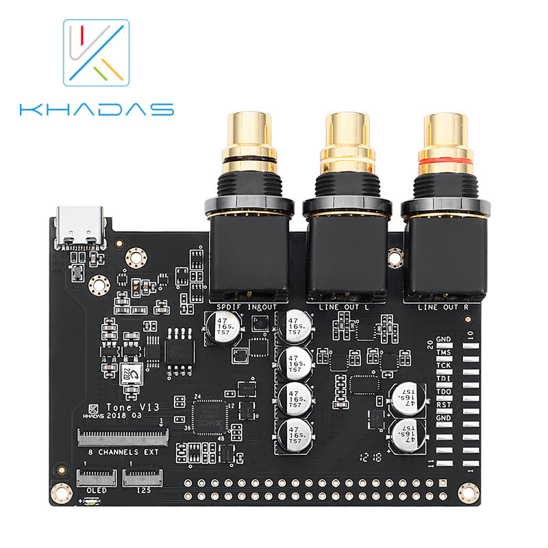 Dac de alto desempenho com es9038q2m 32-bit estéreo móvel áudio genérico edição tom board de khadas