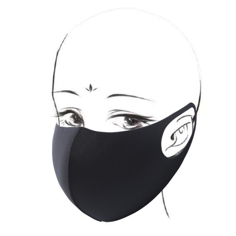 Maska na twarz wielokrotnego użytku, czarna 10 sztuk, maseczka zakrywająca usta, nadaje się do prania, zimny dotyk jedwabiu, oddychająca, na buzię