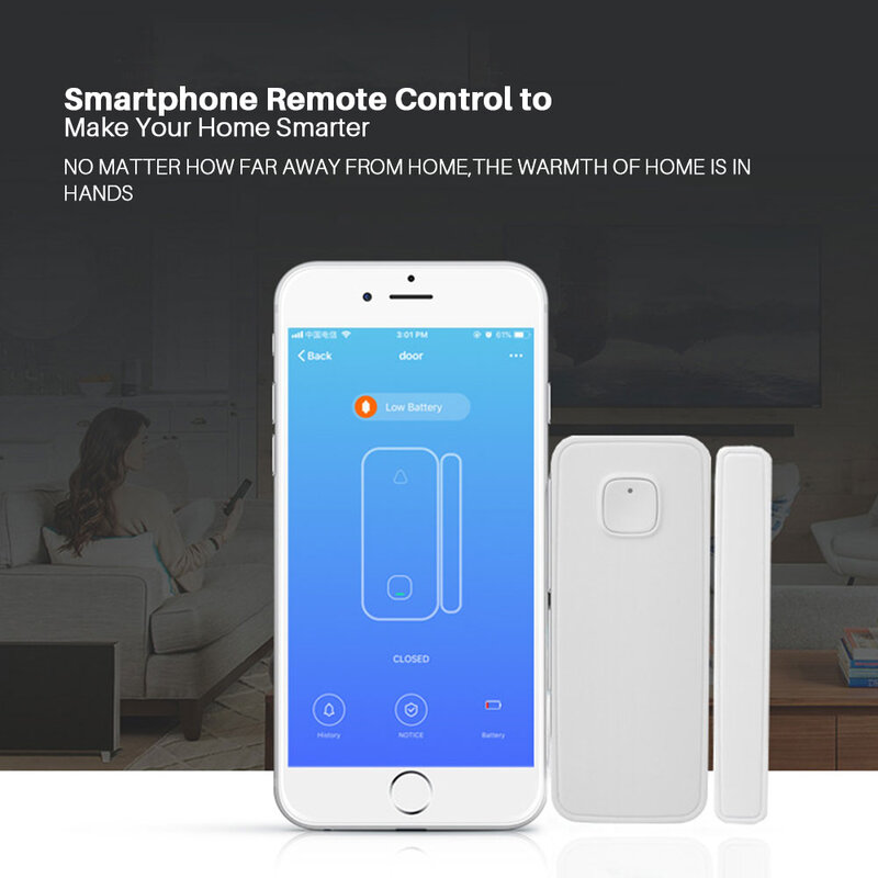 Alexa Wireless WiFi Door Alarm Window Sensor Detector Smart Home Security Door Magnetic Switch System App Control