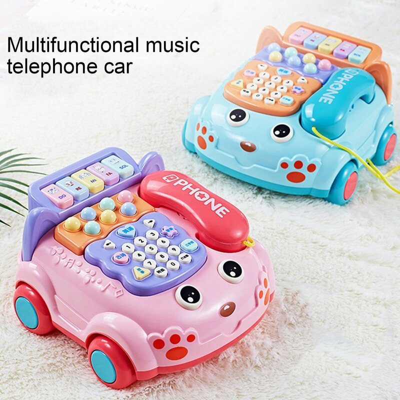 3 세 이상 어린이를위한 장난감 전화 소리 빛 만화 자동차 wha전화 장난감 조기 교육 전화 자동차