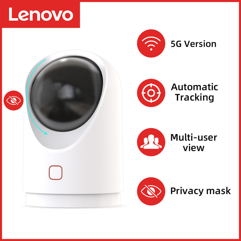 Lenovo 2.4g/5g wifi câmera de segurança 1080p câmera de vigilância cctv sem fio p2p monitor de bebê para segurança doméstica