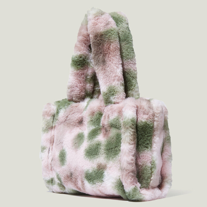 Gradiente di pelliccia di peluche da donna Tote Winter Tie Dye Camouflage borse da donna Shopper Casual borsa a tracolla femminile borse da lavoro per Weekend