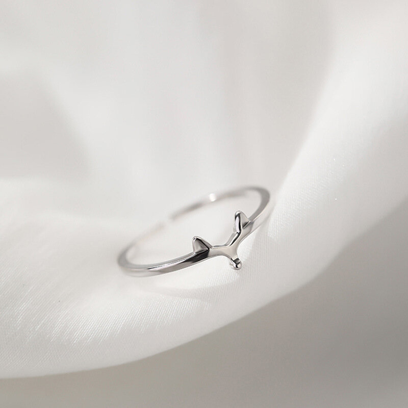 Ventfille 925 prata esterlina pouco anel de raposa para mulher personalidade na moda índice dedo abertura ajustável festa jóias 2021