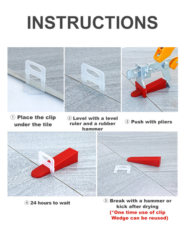 100PCS 1/1.5/2/2.5/3mm High Quality  PE Tile Leveling System Use For Tile Leveling System For Tile Laying  Construction Tools