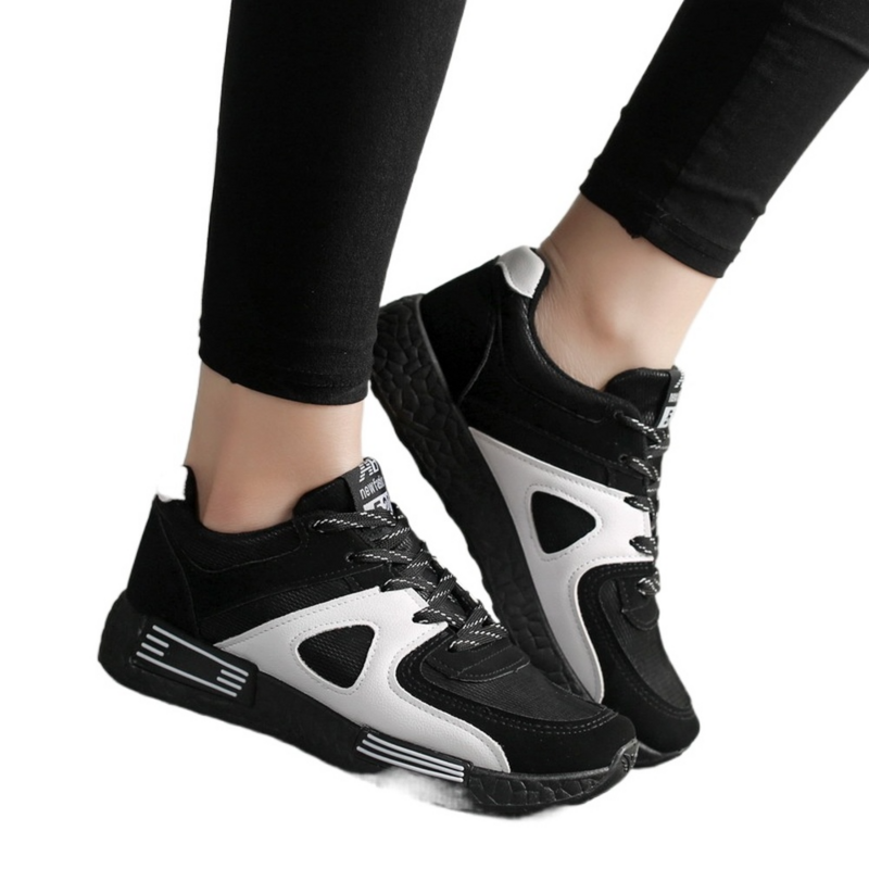 Zapatos de carreras para mujer, Zapatillas deportivas informales con cordones a la moda, transpirables, 2021