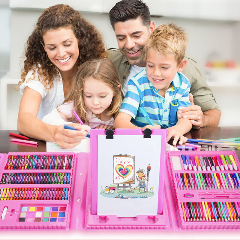 Juego de lápices de colores para niños, bolígrafos de acuarela con tablero de dibujo, suministros escolares de juguete, regalos para niños, 208/150/42 Uds.