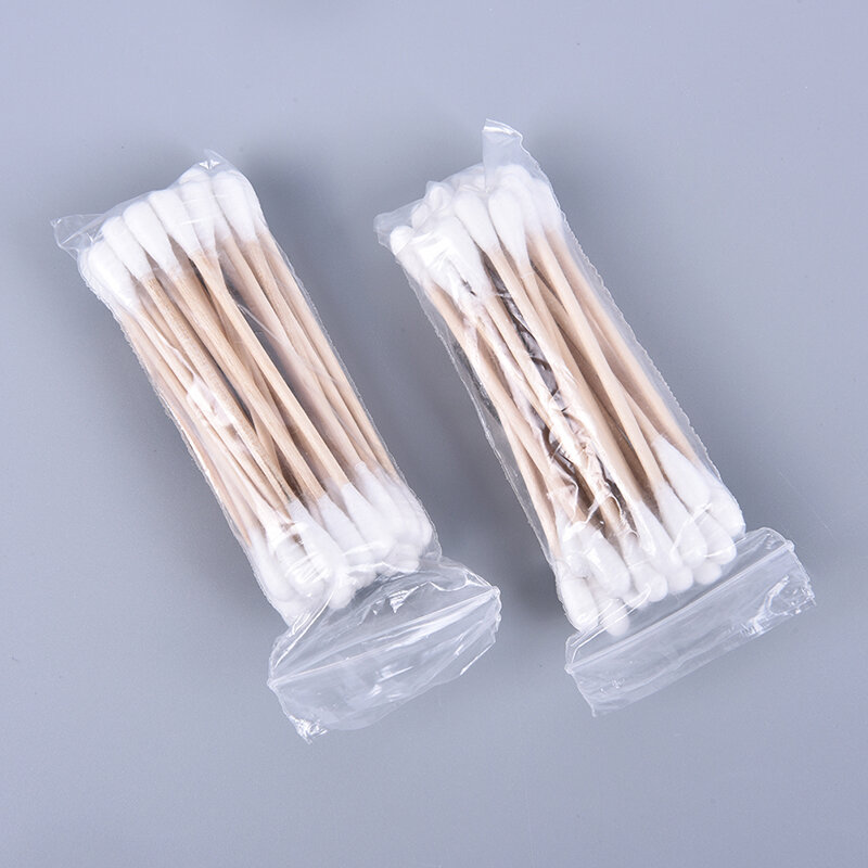 30pcs/Pack Wood Sticks Double Head Cotton Swabs Women Makeup Buds Tip for Medical Nose Ears Cleaning Health Care Tools
