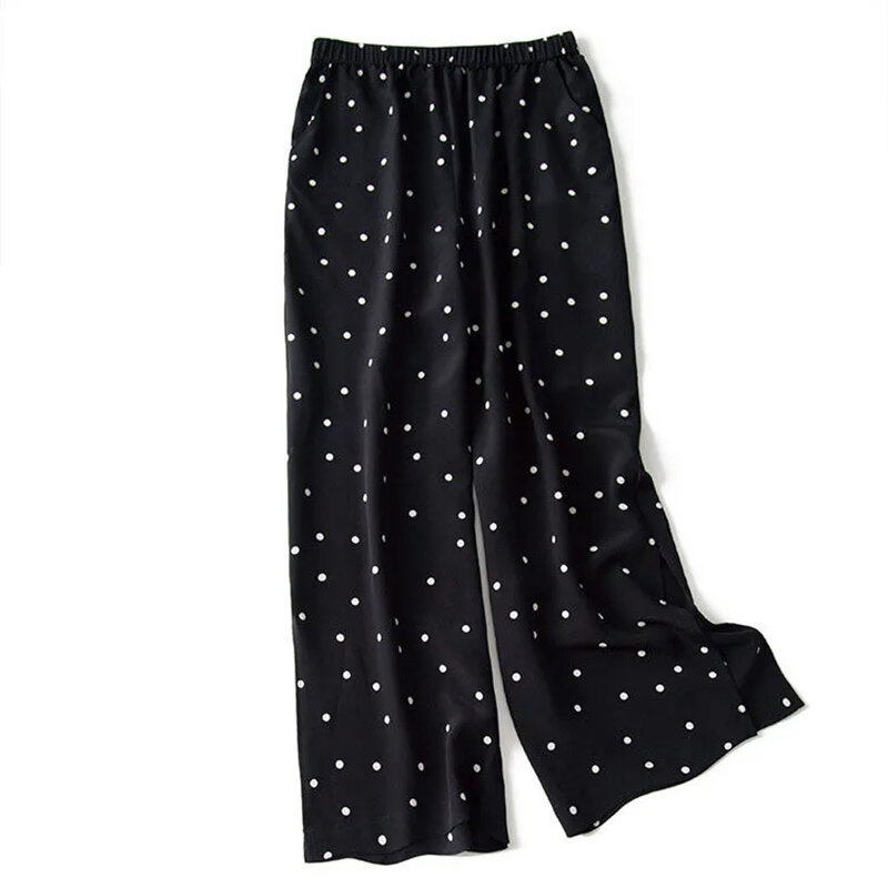 Matching suit polka dot chiffon shirt and trousers two-piece large size 2021 summer Korean fashion wide-leg pants light top suit