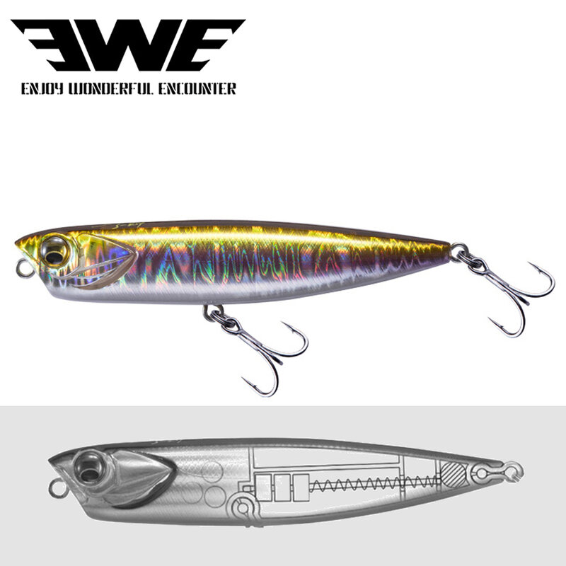 EWE Topwater Penicl Lure 100mm/85mm 10g/14g galleggiante Sitckbait Surface Popper Bass Pike Fishing Bait Lure Fishing Tackle