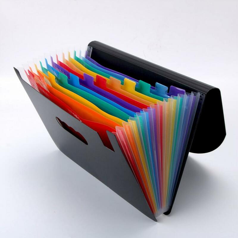 A4 Rainbow File Folder 12/24 Grids Portable Organ Tas Mahasiswa Sekolah