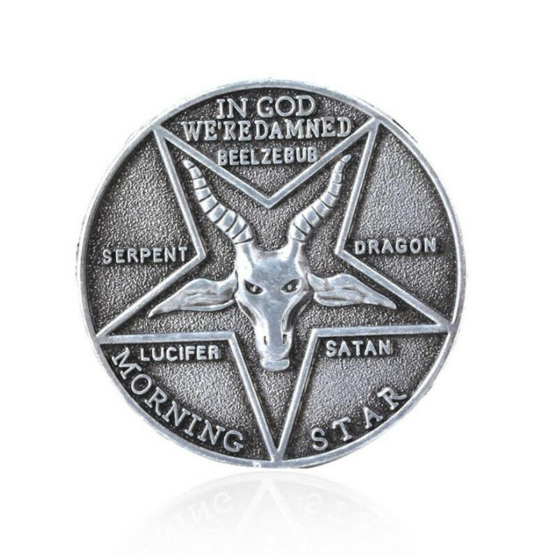 Pamiątkowa moneta lucyfer Morningstar satanistyczna kreatywna pamiątka kolekcjonerska wspaniałe akcesoria do prezentów Prop Halloween Metal