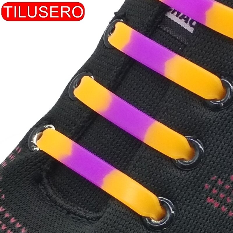 Cadarços de silicone flexível, cadarços coloridos para sapatos sem nó
