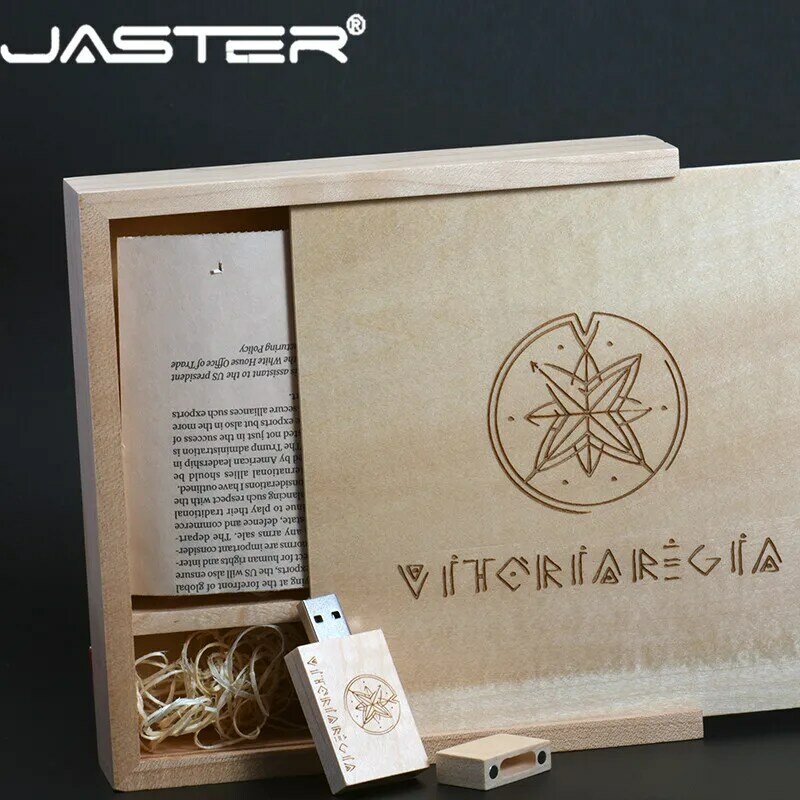Jaster pendrive de fotografia, usb 2.0, em madeira, com caixa e entrada usb, 4gb, 8gb, 16gb, 32gb, 64gb