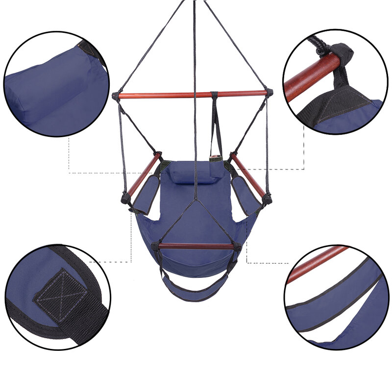 【Almacén de ee.uu. 】 gancho en forma de S bien equipado de alta resistencia montado asiento colgante Cacolet azul