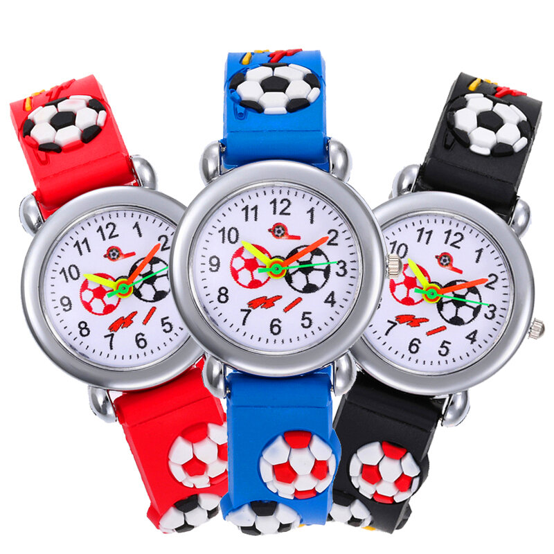 2020 Nieuwe 3d Voetbal Dial Kinderen Horloge Studenten Tijd Klok Siliconen Band Kinderen Horloges Voor Meisjes Jongens Gift Quartz Horloge