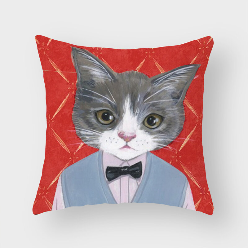 Capa de almofada 45*45 para sofá, capa de almofada com estampa de gatos, desenho animado em poliéster decoração para casa 0440
