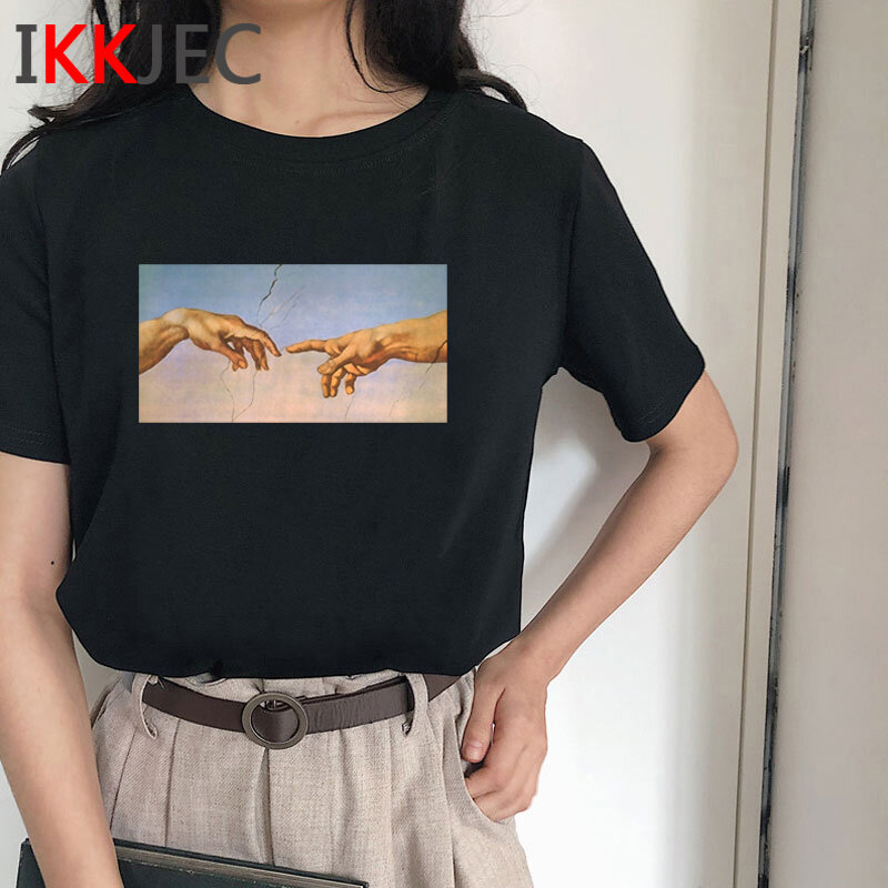 Michelangelo Aesthetic เสื้อยืด Tshirt หญิงกราฟิก Tees ผู้หญิง Kawaii คู่ T เสื้อฤดูร้อน Top Tumblr