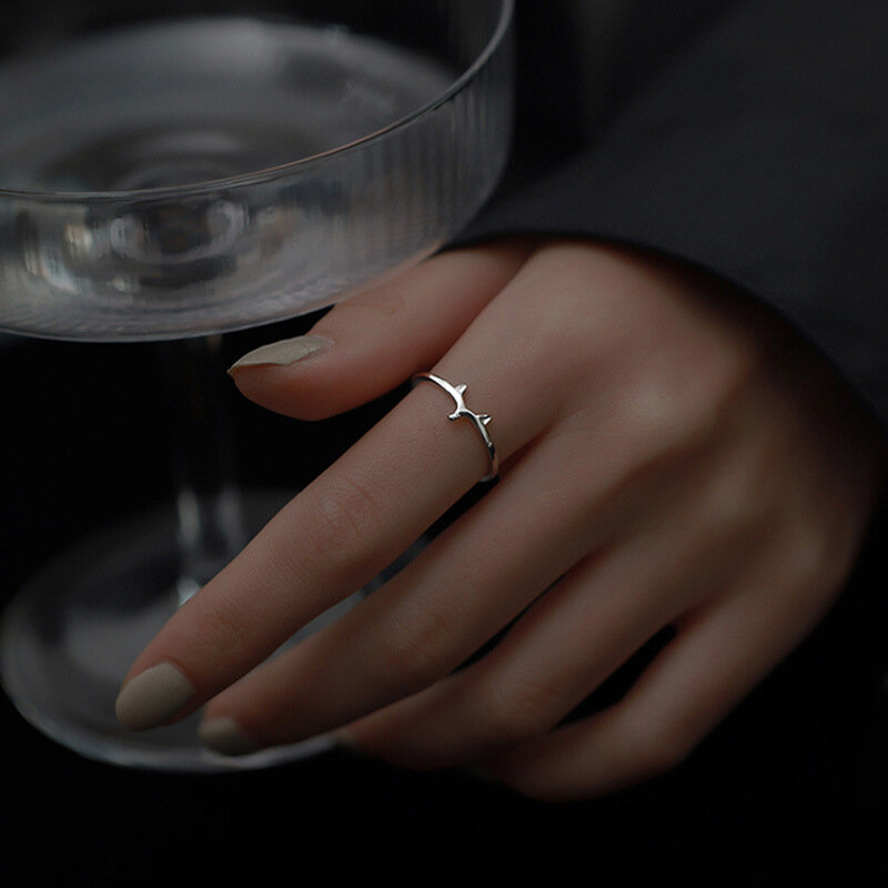 VENTFILLE-Anillo de Plata de Ley 925 con diseño de zorro pequeño para mujer, sortija ajustable con apertura de dedo índice, joyería de fiesta, 2021