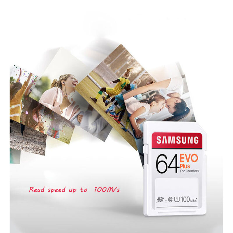 سامسونج SD بطاقة 256G 128G U3 EVO زائد 64G 32GB U1 Class10 SDHC SDXC قراءة يصل إلى 100 برميل/الثانية الذاكرة بطاقة cartao دي ميموريال للكاميرا