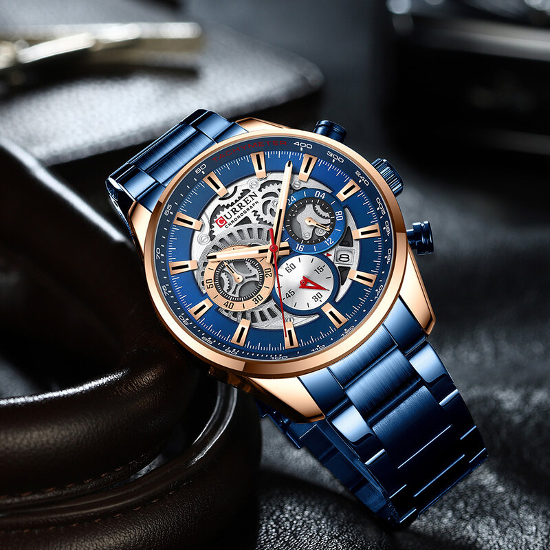 2021 CURREN nuovi orologi da uomo di moda con acciaio inossidabile Top Brand di lusso cronografo sportivo orologio al quarzo da uomo Relogio Masculino