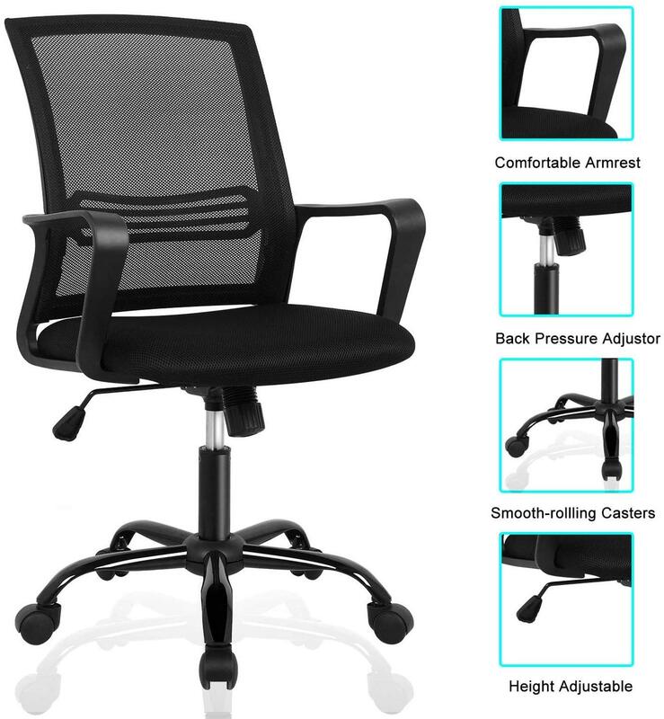 Офисный стул со средней спинкой, Офисный Компьютерный поворотный стол, эргономичный стул руководителя с подлокотниками