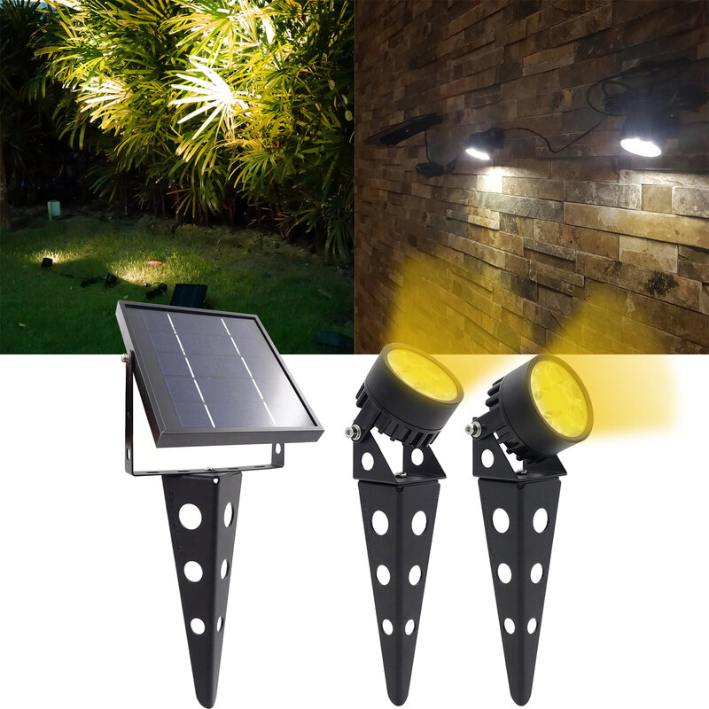 Legacy 50X Doble solar alimentado LED exterior paisaje decoración jardín Spotlight impermeable 5m cable para jardín