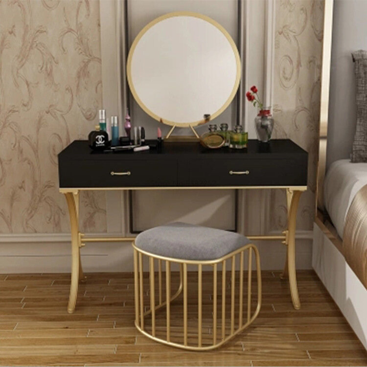 Armário de ferro forjado moderno conciso pequeno apartamento layout mini-assado pintura maquiagem mesa simples e fácil cômoda montar