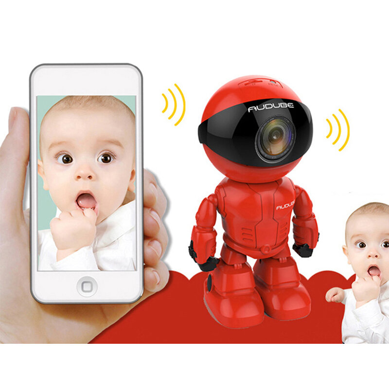 Robot inalámbrico WIFI 1080P, cámara IP P2P CCTV, Monitor de bebé, vigilancia HD H.264, visión nocturna IR para seguridad Android o IOS