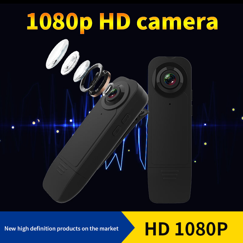 كاميرا مراقبة خارجية صغيرة HD 1080P ، مسجل فيديو ، يمكن ارتداؤها ، مع رؤية ليلية ، كشف الحركة ، كاميرا أمان للمنزل