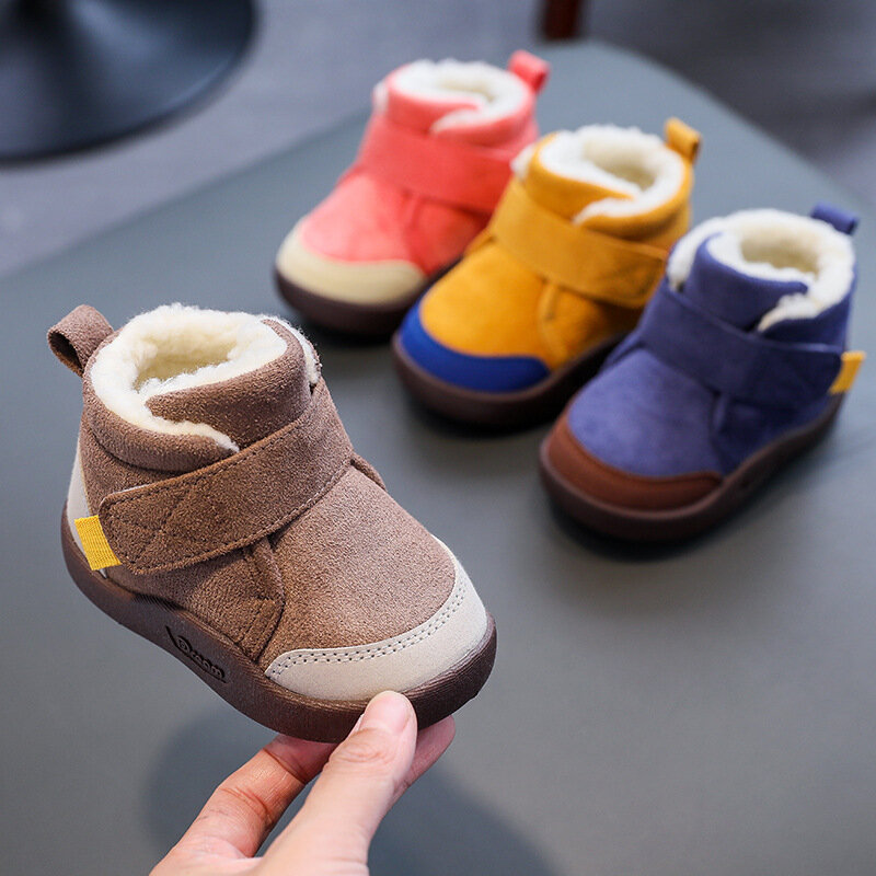 Inverno crianças botas de neve infantil do bebê da criança sapatos de menina de algodão de pelúcia quente da criança tênis moda meninos botas curtas não-deslizamento
