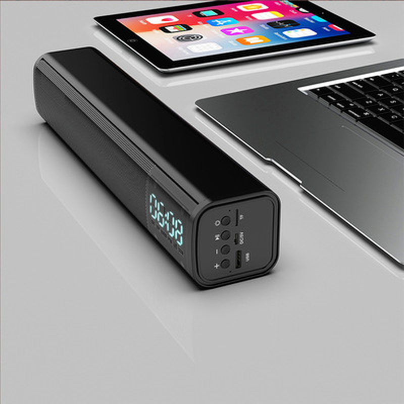 Altavoz multifuncional de escritorio para altavoz inalámbrico portátil con Bluetooth, tarjeta TF SD, reloj despertador Multimedia para teléfono móvil, caja de sonido FM