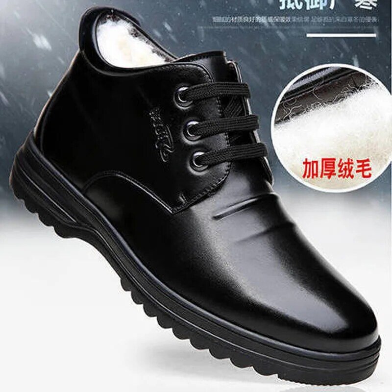 Mùa Đông Cho Nam Nỉ Nam Brogue Giày Da Bò Nam Xe Máy Người Thoải Mái Mắt Cá Chân Giày Casual Shoes2021