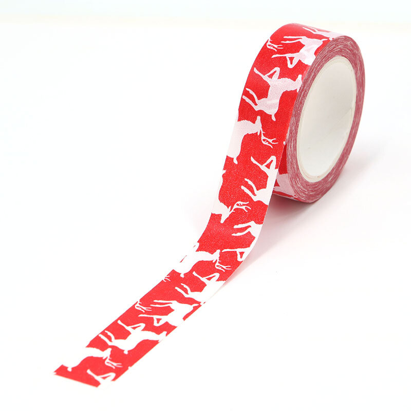 1 pcs 15mm X 10 m Salju rusa Natal Dekoratif Washi Tape DIY Scrapbooking Masking Tape Sekolah Kantor Pasokan