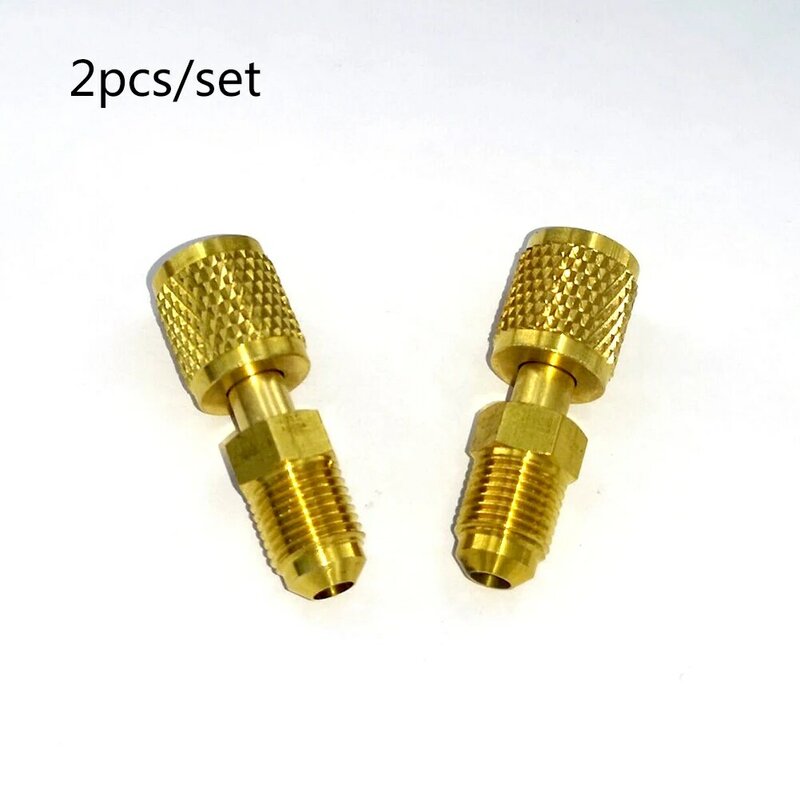 2Pcs Air Conditioning Adapter Male 5/16" SAE Female 1/4" SAE R410a R32 Refrigerant Air Conditioning Refrigerant Repair Fluoride