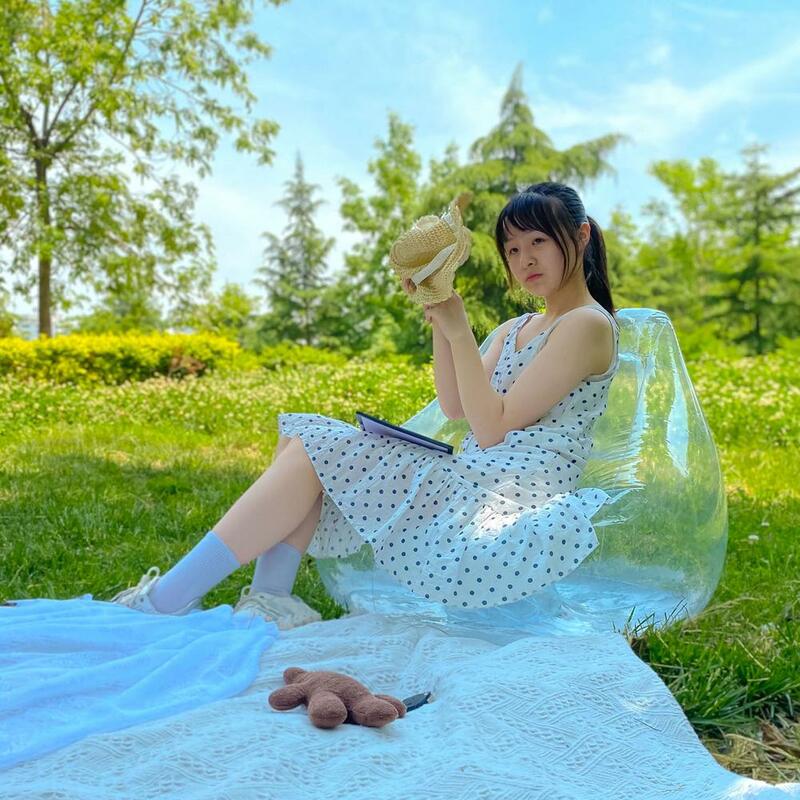 Transparent Inflatable Chair Sofa Blow Up Couch Bean Bag Lazy Sofa Chair Camping Furniture For Outdoor Travel/camping/picnic